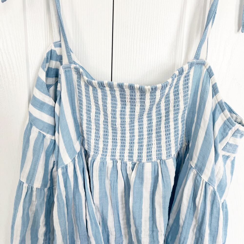 Old Navy Blue White Stripe Tie Strap Peplum Cami Tank Summer Coastal Beachy - Picture 9 of 9